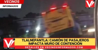 Tlalnepantla: Camión de pasajeros impacta muro de contención