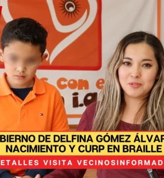 Entrega Gobierno de Delfina Gómez Álvarez Actas de Nacimiento y CURP en Braille a integrantes de “Vemos con el Corazón”