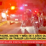 Mueren padre, madre y niña de 5 años que iban en moto; un tráiler les pasó encima