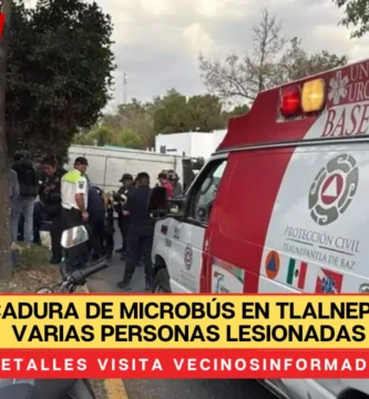 Volcadura de microbús en Tlalnepantla deja varias personas lesionadas