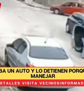 Sujeto roba un auto y lo detienen porque no sabía manejar