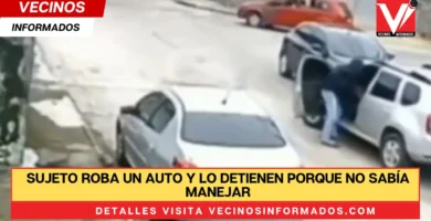 Sujeto roba un auto y lo detienen porque no sabía manejar