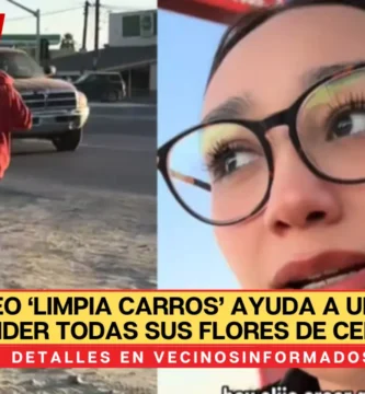 VIDEO ‘Limpia carros’ ayuda a una joven a vender todas sus flores de cempasúchil