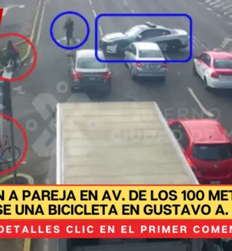 Detienen a pareja en Av. de los 100 Metros por robarse una bicicleta en Gustavo A. Madero