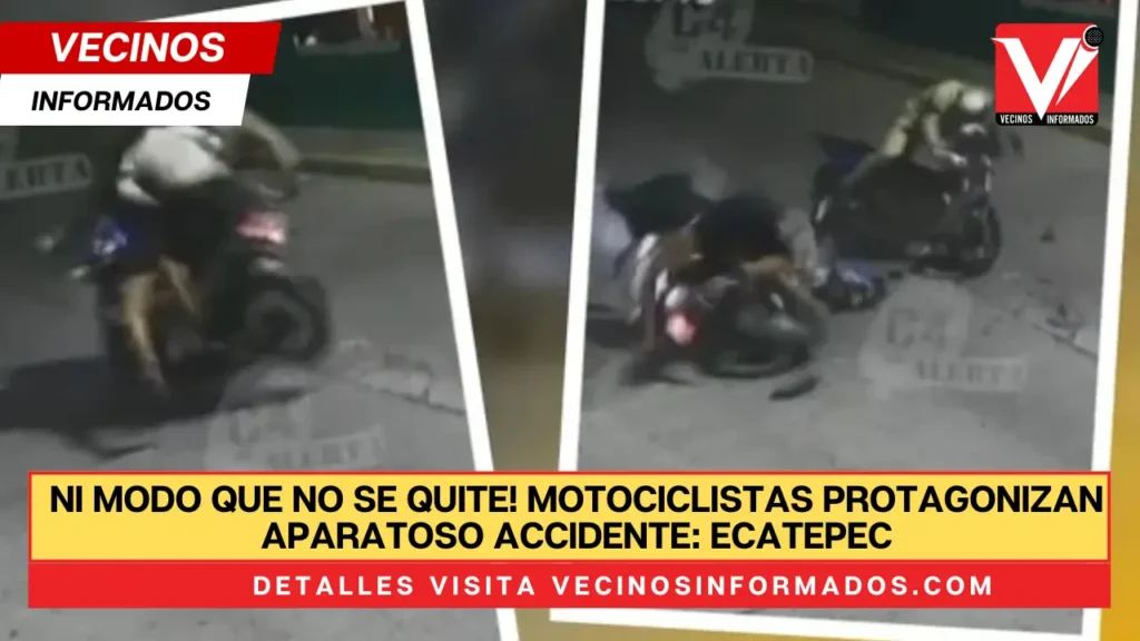 ¡Ni modo que no se quite! Motociclistas protagonizan aparatoso accidente en calles de Ecatepec | VIDEO