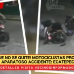 ¡Ni modo que no se quite! Motociclistas protagonizan aparatoso accidente en calles de Ecatepec | VIDEO