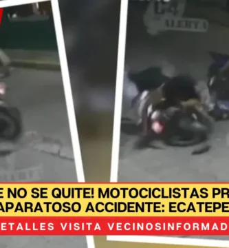 ¡Ni modo que no se quite! Motociclistas protagonizan aparatoso accidente en calles de Ecatepec | VIDEO