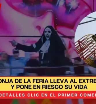 La monja de la feria lleva al extremo su show y pone en riesgo su vida en juego mecánico | VIDEO
