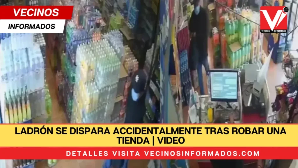 Ladrón se dispara accidentalmente tras robar una tienda | VIDEO