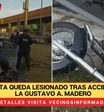 Motociclista queda lesionado tras accidentarse en la Gustavo A. Madero