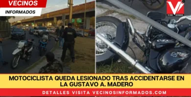 Motociclista queda lesionado tras accidentarse en la Gustavo A. Madero