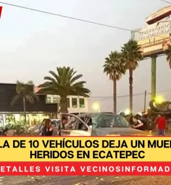Carambola de 10 vehículos deja un muerto y siete heridos en Ecatepec