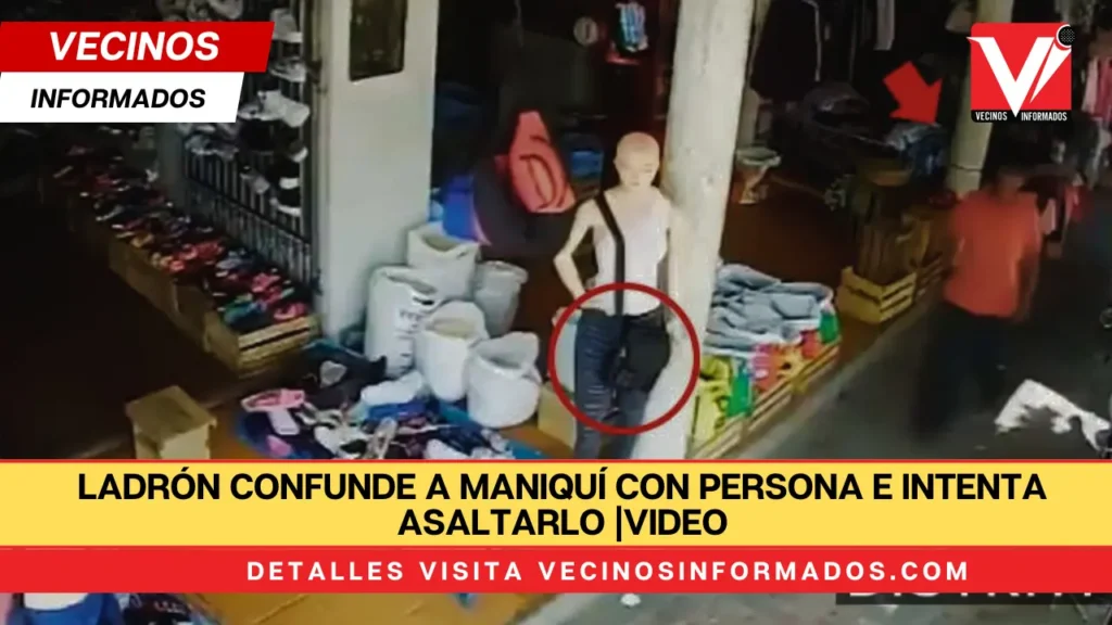 Ladrón confunde a maniquí con persona e intenta asaltarlo |VIDEO