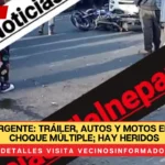 VIDEO URGENTE: Tráiler, autos y motos en fuerte choque múltiple; hay heridos