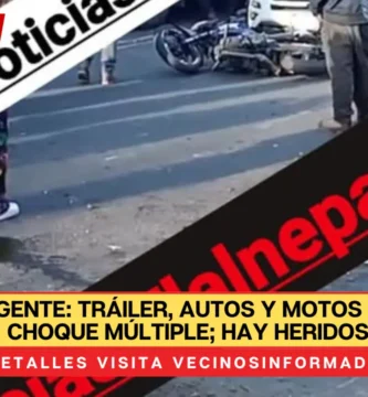 VIDEO URGENTE: Tráiler, autos y motos en fuerte choque múltiple; hay heridos