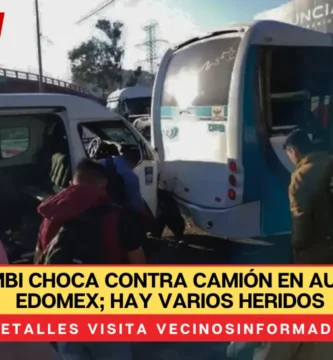 VIDEO: Combi choca contra camión en autopista de Edomex; hay varios heridos