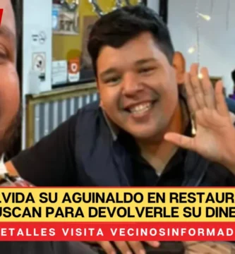 Joven olvida su aguinaldo en restaurante y lo buscan para devolverle su dinero