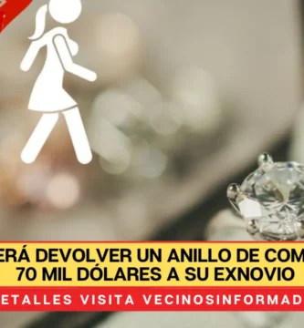 Mujer deberá devolver un anillo de compromiso de 70 mil dólares a su exnovio