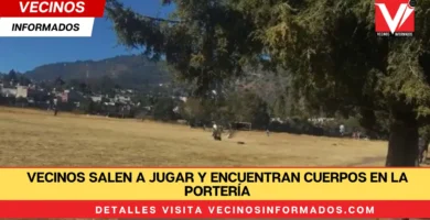 Vecinos salen a jugar y encuentran cuerpos en la portería