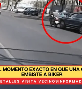 Graban el momento exacto en que una camioneta embiste a biker