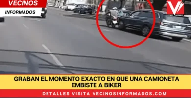 Graban el momento exacto en que una camioneta embiste a biker