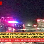 César terminó muerto en un camión de basura; iba en su moto y chocó con el contenedor