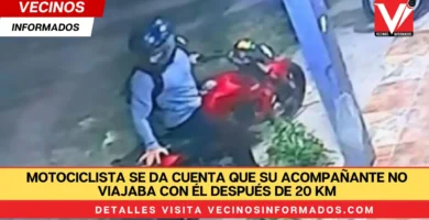 Motociclista se da cuenta que su acompañante no viajaba con él después de 20 km