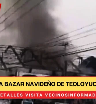 Se incendia bazar navideño de Teoloyucan EdoMex