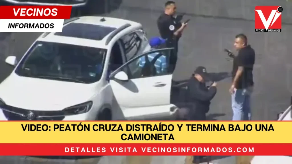 VIDEO: Peatón cruza distraído y termina bajo una camioneta