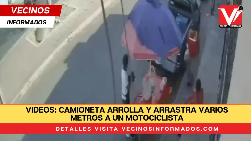 VIDEOS: Camioneta arrolla y arrastra varios metros a un motociclista