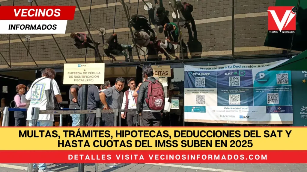 Multas, trámites, hipotecas, deducciones del SAT y hasta cuotas del IMSS suben en 2025