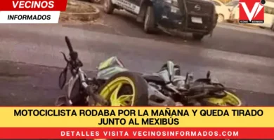 Motociclista rodaba por la mañana y queda tirado junto al Mexibús