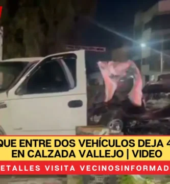 Fuerte CHOQUE entre dos vehículos deja 4 lesionados en calzada Vallejo | VIDEO