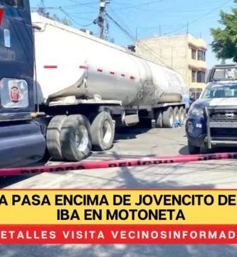 Enorme pipa pasa encima de jovencito de 17 años que iba en motoneta