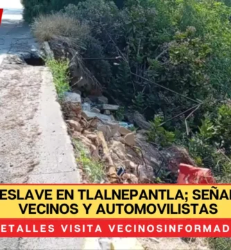 Reportan deslave en Tlalnepantla; señalan riesgo a vecinos y automovilistas