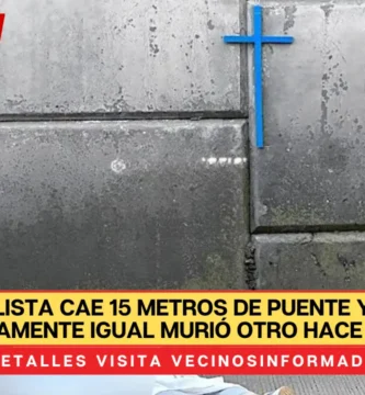 Motociclista cae 15 metros de puente y se mata; exactamente igual murió otro hace un mes