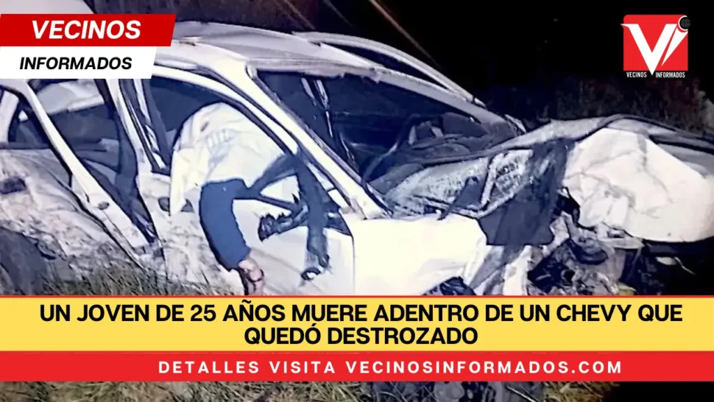 Un joven de 25 años muere adentro de un Chevy que quedó destrozado