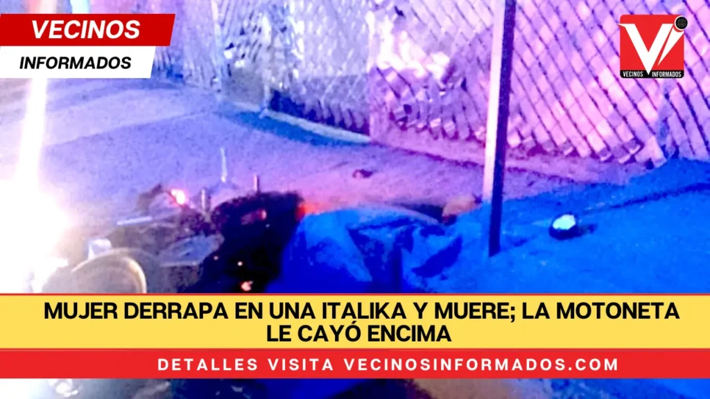 Mujer derrapa en una Italika y muere; la motoneta le cayó encima