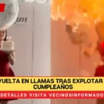 Mujer envuelta en llamas tras explotar globos de cumpleaños