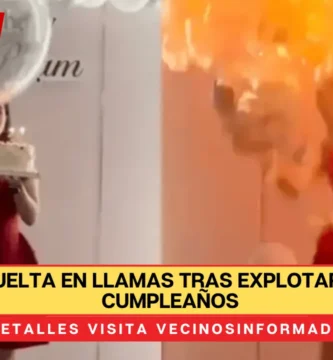 Mujer envuelta en llamas tras explotar globos de cumpleaños