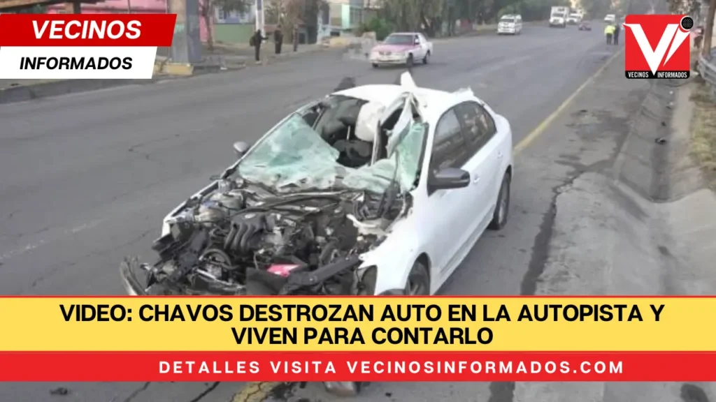 VIDEO: Chavos destrozan auto en la autopista y viven para contarlo