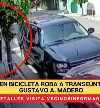 Sujeto en bicicleta roba a transeúntes en la Gustavo A. Madero