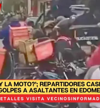 VIDEO: ‘¿Y la moto?’; repartidores casi matan a golpes a asaltantes en Edomex