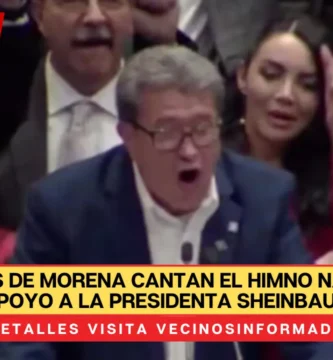 Diputados de Morena cantan el Himno Nacional en apoyo a la presidenta Sheinbaum tras imposición de aranceles