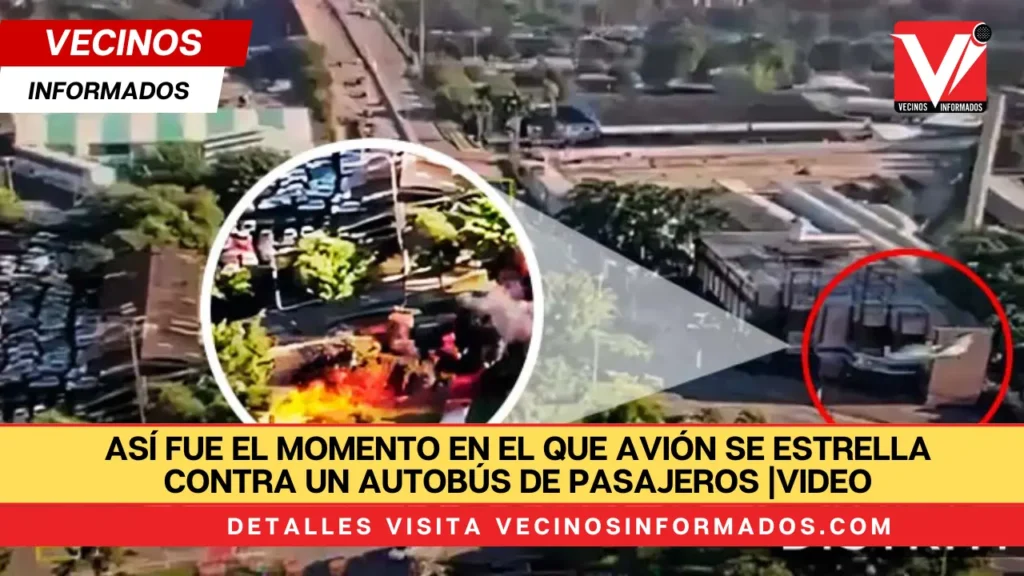 Así fue el momento en el que avión se estrella contra un autobús de pasajeros |VIDEO