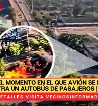 Así fue el momento en el que avión se estrella contra un autobús de pasajeros |VIDEO