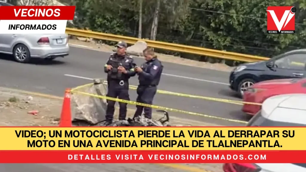 video; Un motociclista pierde la vida al derrapar su moto en una avenida principal de Tlalnepantla.