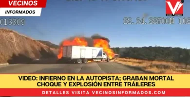 VIDEO: Infierno en la autopista; graban mortal choque y explosión entre tráileres