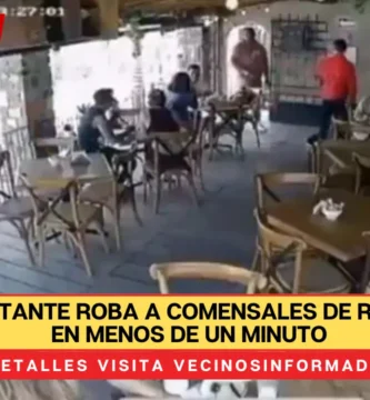 VIDEO: Asaltante roba a comensales de restaurante en menos de un minuto