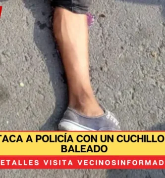 Sujeto ataca a policía con un cuchillo y termina baleado